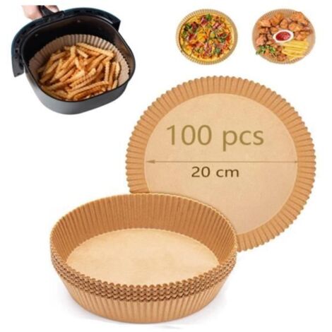 100pcs Papier Cuisson Air Fryer 20cm Friteuse à Air Papier Sulfurisé Air Fryer Disposable Paper Liner Papier Cuisson Feuilles (1/4)