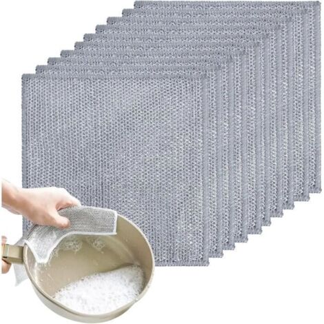 10Pcs Chiffons à Vaisselle en Fil Métallique, Torchon Multifonctionnel en Fil Métallique Anti-Rayures, Torchon Fil Metallique (1/4)
