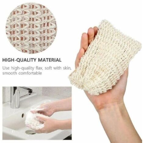 Sacs à Savon Ramie Naturel Pour Douche - 5 PièCes, Pochette Pour Savon Fait Maison, Sac En Maille Avec Cordon De Serrage (1/4)