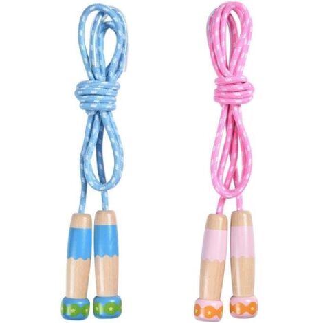 Corde à Sauter - Poignée en Bois Antidérapantes - Corde de Coton Colorée (1/4)