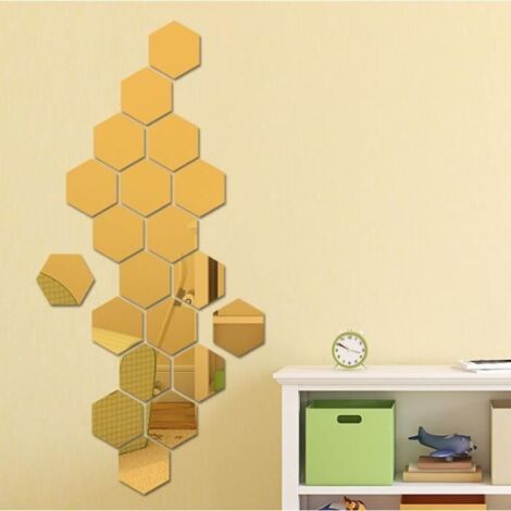 24 Pièces Réglage Miroir Acrylique Amovible Décalque Autocollant Mural pour Maison Salon Chambre Décor (1/4)
