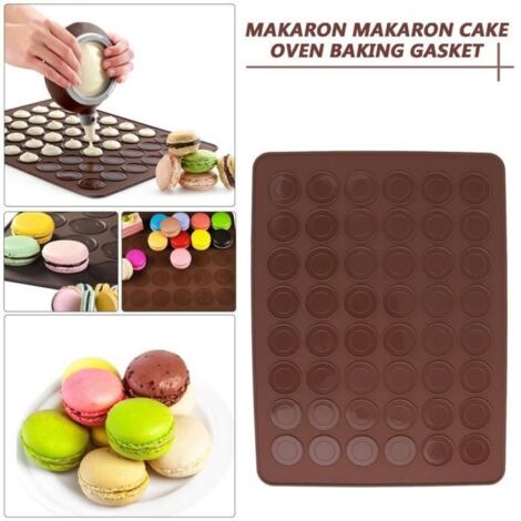 Tapis de Cuisson pour Macarons en Silicone, constitué de 48 cuvettes Anti-adhésives pour 24 Macarons sans défaut, 38x28cm Marron (1/4)