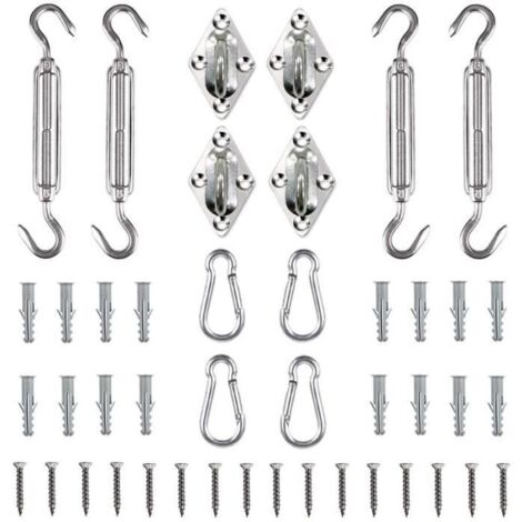 Soleil Voile d'ombrage kit matériel, rectangulaire/carré Voile d'ombrage d'installation pour pelouse de terrasse Jardin (1/4)