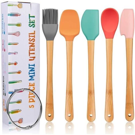 Spatule pâtisserie en silicone, spatule en caoutchouc antiadhésif résistant à la chaleur, 5 pièces, pour la cuisson (1/4)
