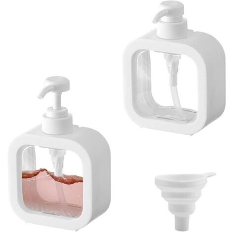 2Pcs Distributeur Savon Liquide Vaisselle Distributeur Shampoing et Gel Douche Distributeur de Savon Plastique Transparent Flacon (1/4)