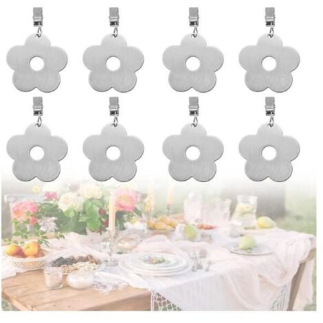 8 PCS Poids de Nappe en Acier Inoxydable Poids Nappe Exterieur Etanche Pinces à Nappe Fleurs Antirouille pour Restaurant Fêtes (1/4)