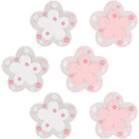 Sakura Lot de 6 dessous de verre antidérapants lavables pour boissons, café, thé, tasses (1/4)