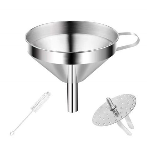 Entonnoir Cuisine, entonnoirs inox avec filtres et une brosse pour cuisson,transfert de liquide,d'huiles essentielles,poudre (1/4)