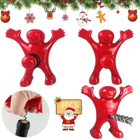 Lot de 3 décapsuleur homme rouge,décapsuleur pour homme,tire-bouchon,ouvre-bouteille de bière,tire-bouchon et bouchon de bouteilles (1/4)