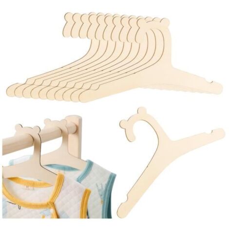 Cintre Bébé en Bois - Antidérapant - Décoration Chambre d'enfant - Couleur Beige