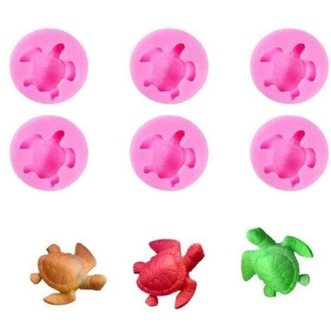 6 Pièce Moule à Tortue Moules en Silicone en Forme de Tortue Rose 3D Moule à Gâteau Petit Moule en Silicone Patisserie (1/4)