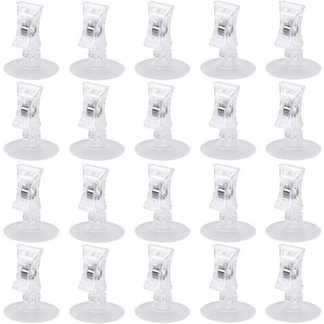 20pcs Crochet à Ventouse en Plastique, Support Photo Plastique Clip à Ventouse Crochet à Ventouse D'Aspiration Pince à Ventouse (1/4)