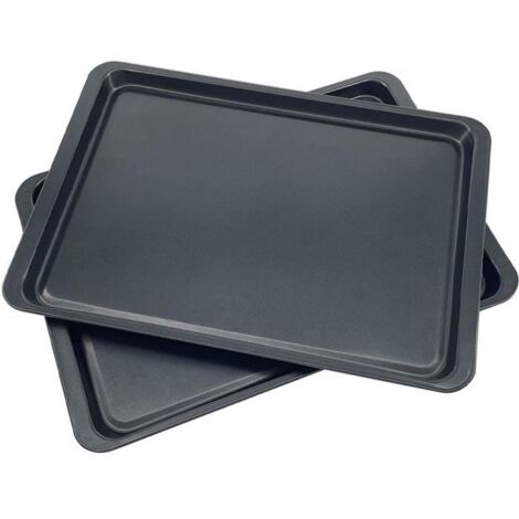 Lot de 2 Plaque de Cuisson Antiadhésive Plaques à Pâtisserie Rectangulaire pour Four et Grill 37x25.5x1.6cm