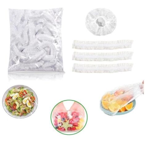200 Pièces Film Alimentaire Réutilisable,Sacs de Conservation Frais,Sac de Conservation Alimentaire,Film Étirable éLastique (1/4)