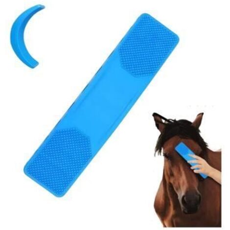 Shedding Grooming Massage,Brosse de Poils de Cheval Multifonction 6 en 1,Brosse de Massage CRIN de Cheval,Horse Brushes for (Bleu) (1/4)
