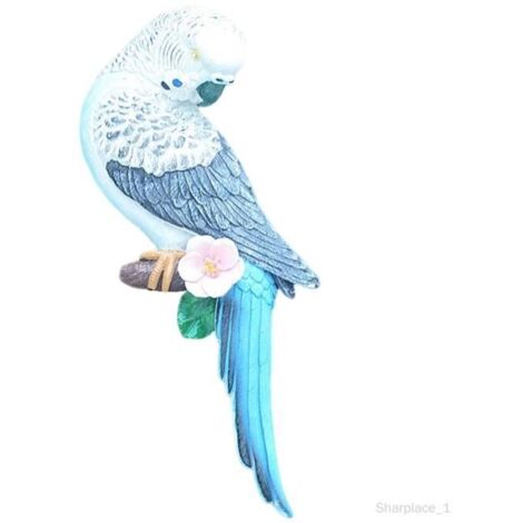Figurine - Peeker - Miniature Oiseau Perroquet - Résine - Bleu - Décoration Jardin (1/4)