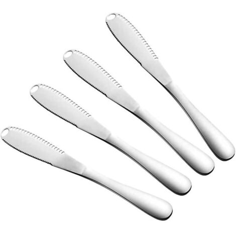 Couteau à Beurre - 4pcs - Acier Inoxydable 430 - Multi-usage - Bord Dentelé - Facile à Nettoyer (1/4)