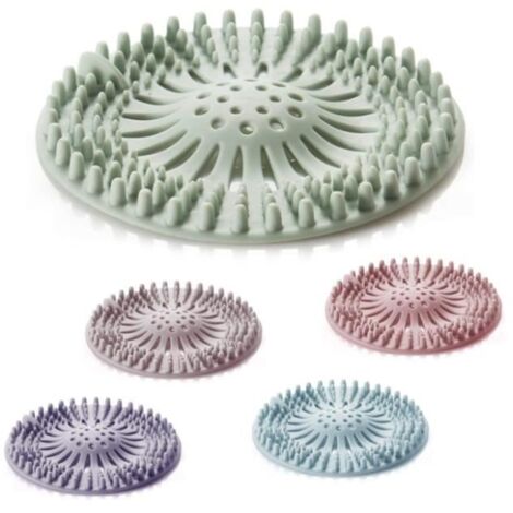 Filtre Attrape Cheveux - 5 Pièces - Silicone TPR - 100% SANS BPA - Ventouse Inclus (1/4)
