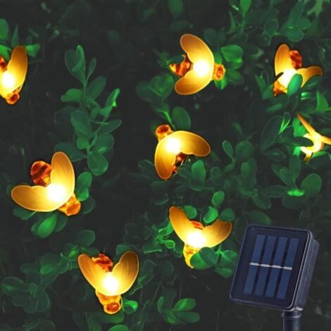 Guirlande Lumineuse Solaire Abeilles Lumières de Jardin 50LED 8 Modes Extérieure étanche Patio Fête Noël Arbre Blanc chaud (1/4)