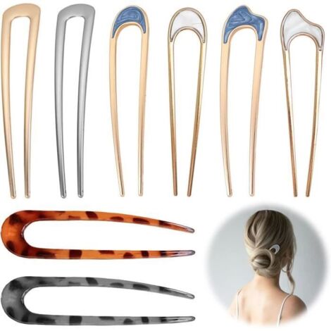 Épingle à Cheveux - Femme - 8 Pièces - Translucide et Métal - Design Chic et Élégant - Réutilisable (1/4)