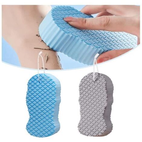 Éponge de Douche Exfoliante Ultra Douce pour Bébé - Brosse de Bain PVA pour Retrait de Peau Morte - Bleu (1/4)