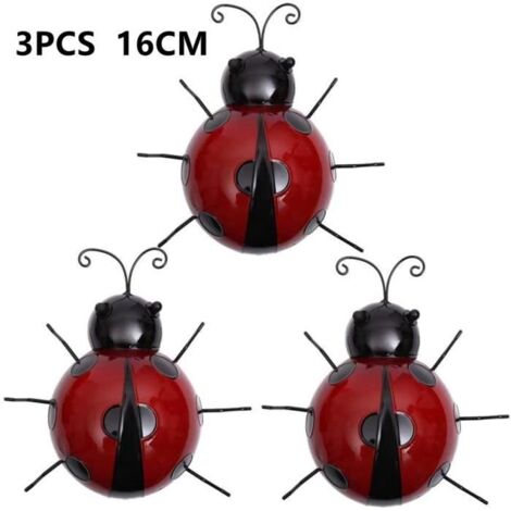 Tentures murales - Coccinelle - Fer métal - 3pcs - 16cm - Décoration intérieure et extérieure (1/4)