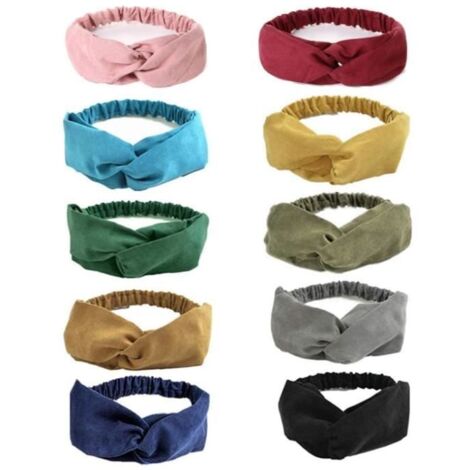 Bandeau Cheveux Femme - 10PCS - Vintage Élastique - Sport - Extensible (1/4)