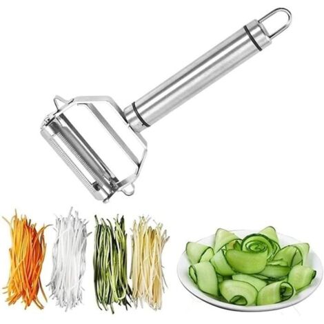 Peeleuse de légumes fruitiers Fruits multifonctionnels, éplucheur en acier inoxydable peluche de pommes de terre râpe carotte, (1/4)