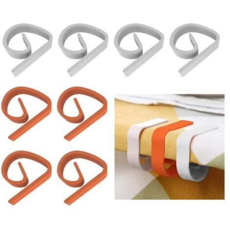 Pince à Nappe - 8 Clips en Plastique - Blanc et Orange - Pratique - Robuste (1/4)