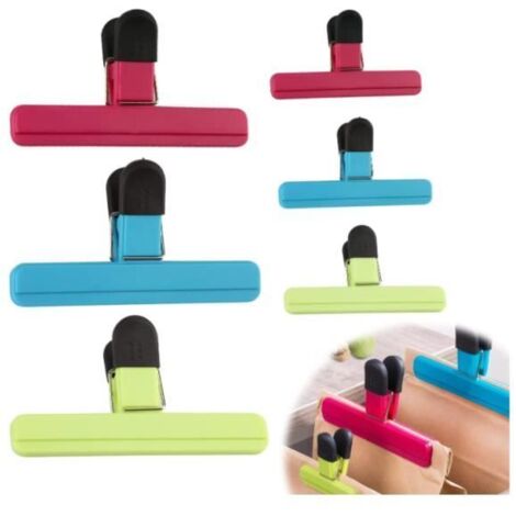 Pinces pour Sachets - 6 Pièces - 3 Couleurs - 2 Tailles - Plastique (1/4)
