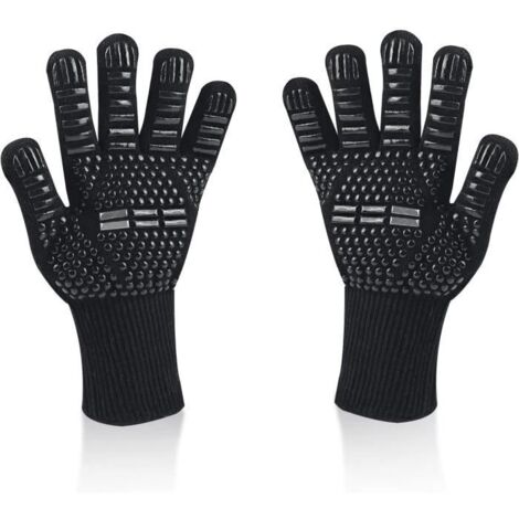 Gants de Barbecue, Universel Gants Four Anti Chaleur Jusqu'à 800°C, Antidérapants Silicone Ignifuge Gant Cuisine avec Protection (1/4)