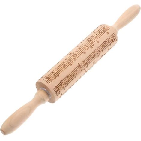 Rouleau à Pâtisserie en Bois de Noël: Rouleau à Pâtisserie en Relief de Noël Bricolage avec Symboles de Note de Musique (1/4)