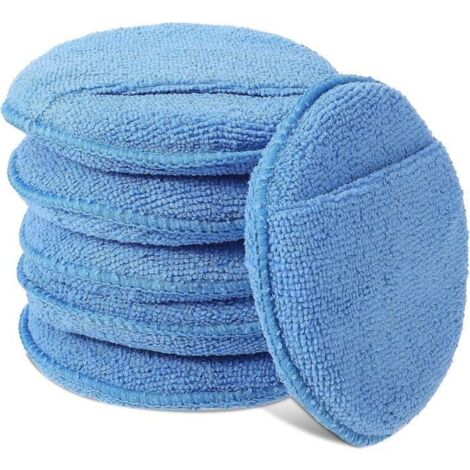 Lot de 6 tampons applicateurs de Cire en Microfibre pour l'entretien de la Voiture, Tampon applicateur en Microfibre avec Poche (1/4)