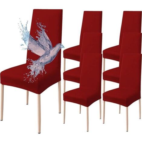 Housse de Chaise - 6 pièces - Imperméable - Extensible - Rouge à Rayures (1/4)