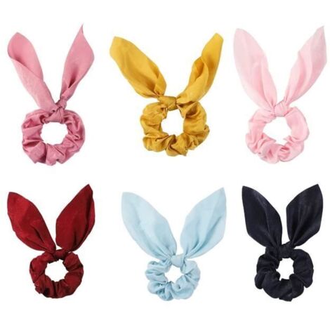 Chouchou Foulard - 6 Pcs - 2 en 1 - Oreilles de Lapin - Accessoire Cheveux Femme (1/4)