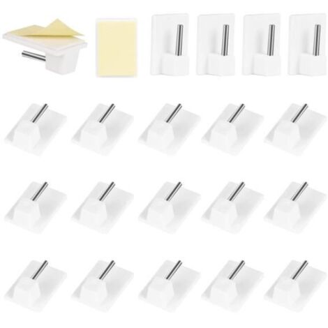 Crochets Adhésifs - 20PCS - Blanc - Supports pour Tringles à Rideaux - Sans Perçage (1/4)