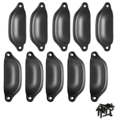 10 PCS 98mm Poignée de Coquille Vintage pour Tiroir Armoire Meuble Cuisine Noir (1/4)