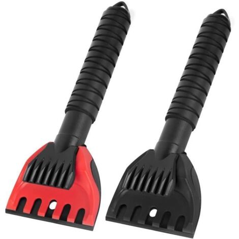 Grattoir à Glace - Outil d'élimination du Gel - Lot de 2 - Poignée en Mousse - Plastique ABS - Noir (1/4)