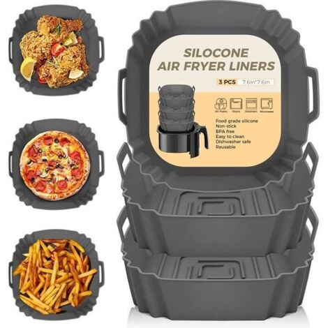 3 Pièces Silicone Moule Air Fryer Accessoires, Réutilisable Friteuse Air Chaud Silicone Papier Cuisson Friteuse Airfryer Panier (1/4)