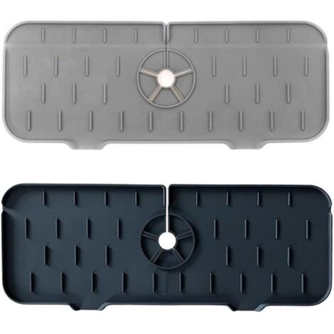 Pare Éclaboussures pour Évier Cuisine - 2Pcs Tapis De Robinet en Silicone pour Évier De Cuisine - Tapis Absorbant De Cuisine (1/4)