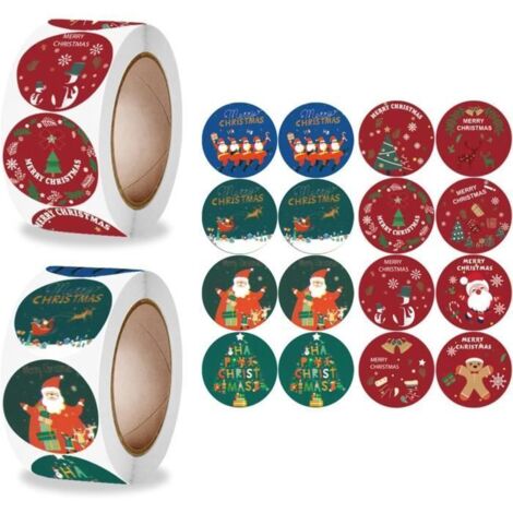 Autocollants de Noël - Non spécifié - 1000 pcs - Multicolore - 2,5 cm - Décoration de fête (1/4)