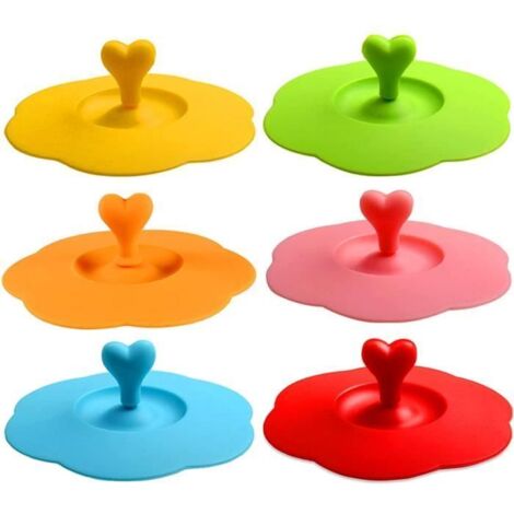 Lot de 6 couvercles de Tasse en Silicone Housse Silicone Alimentaire Boisson Silicone Joint Couvercle Cap Verre Silicone Joint Couv (1/4)