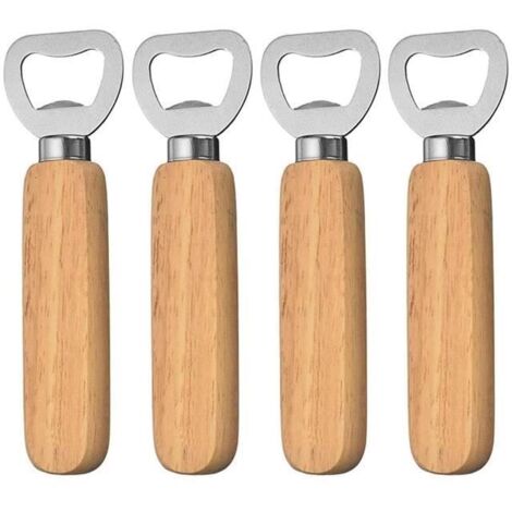 4 Pièces Décapsuleurs avec Poignée en bois Personnalisés Ouvre Bouteille de Bière pour la Maison Cuisine Bar Cadeau (1/4)