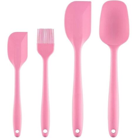Set 4 Spatule Silicone Cuillère Cuisine Pinceau à Pâtisserie Palette Souple Racloir à Pâte Gâteau Anti-Adhérent Anti-Chaleur (1/4)