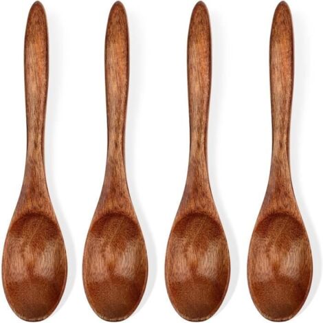 Cuillères en bois - 4petites - 15 cm - Design minimaliste - Bois d'hému - Finition en vernis naturel