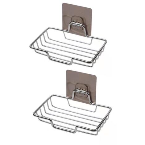 Porte Panier à Savon - Porte-Savon Douche - Acier Inoxydable - Fixation sans Perçage - 2 Supports - Multi-usage (1/4)