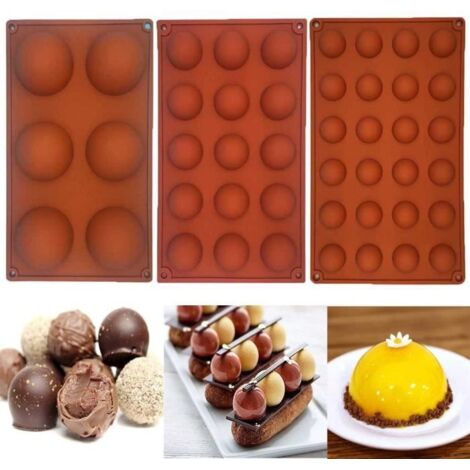 Moule à gâteau en silicone demi-sphère Muffin Moule à biscuits au chocolat Moule de cuisson 3pc Pg590 (1/4)