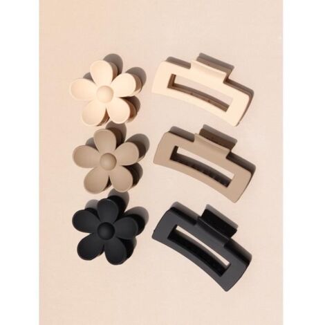 Pinces à cheveux - Fleur - Rectangulaires - Plastique - 6 pièces - Accessoires femmes (1/4)