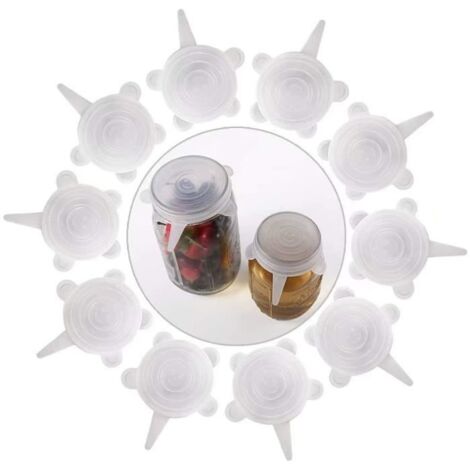 Couvercle En Silicone, 10 Pcs Couvercle Hermétique Pour Mason Jar (Blanc) (1/4)