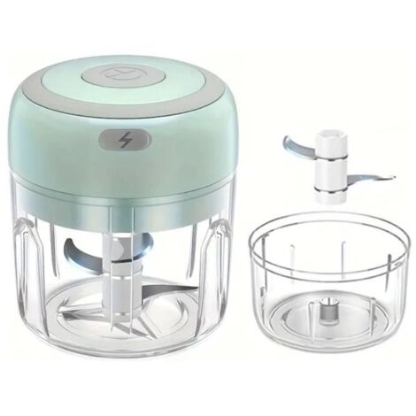 Hachoir électrique - Mini USB - 250 ml - Acier inoxydable - Vert (1/4)